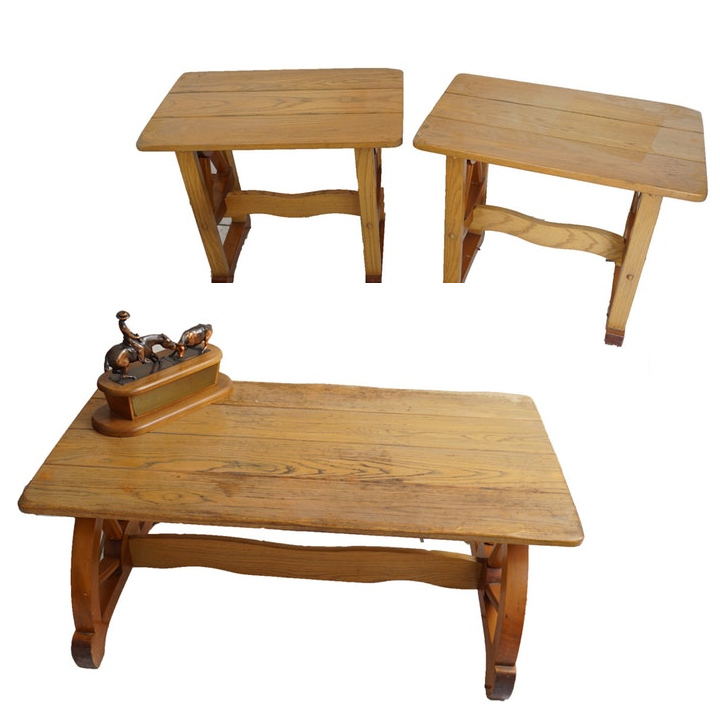 Rustic Vintage Coffee Table and Matching End Tables EBTH
